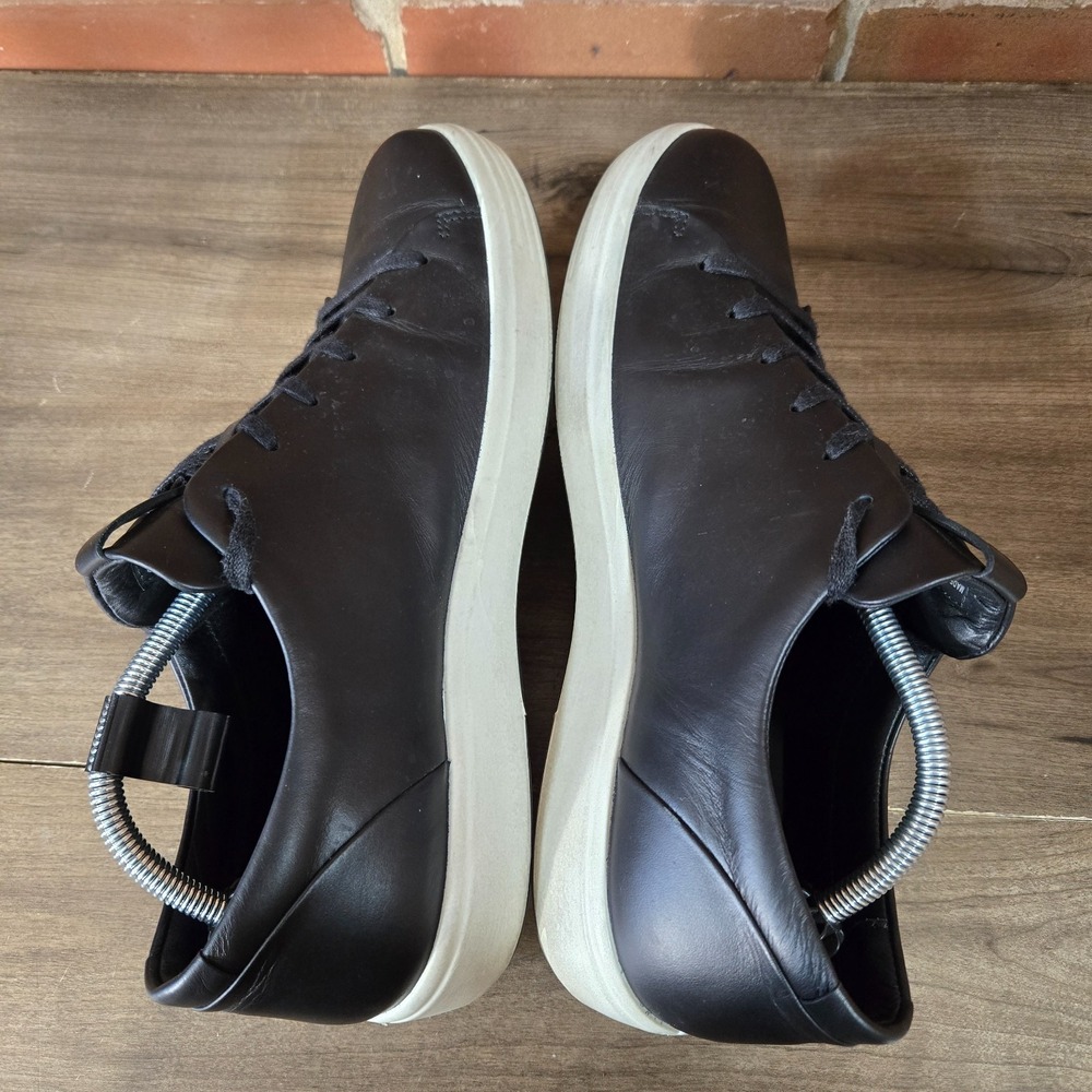 ECCO Shoes Soft 7 Men's Size 11-11.5 U.S (45) city Black Leather Low Top Lace Up - Picture 6 of 8